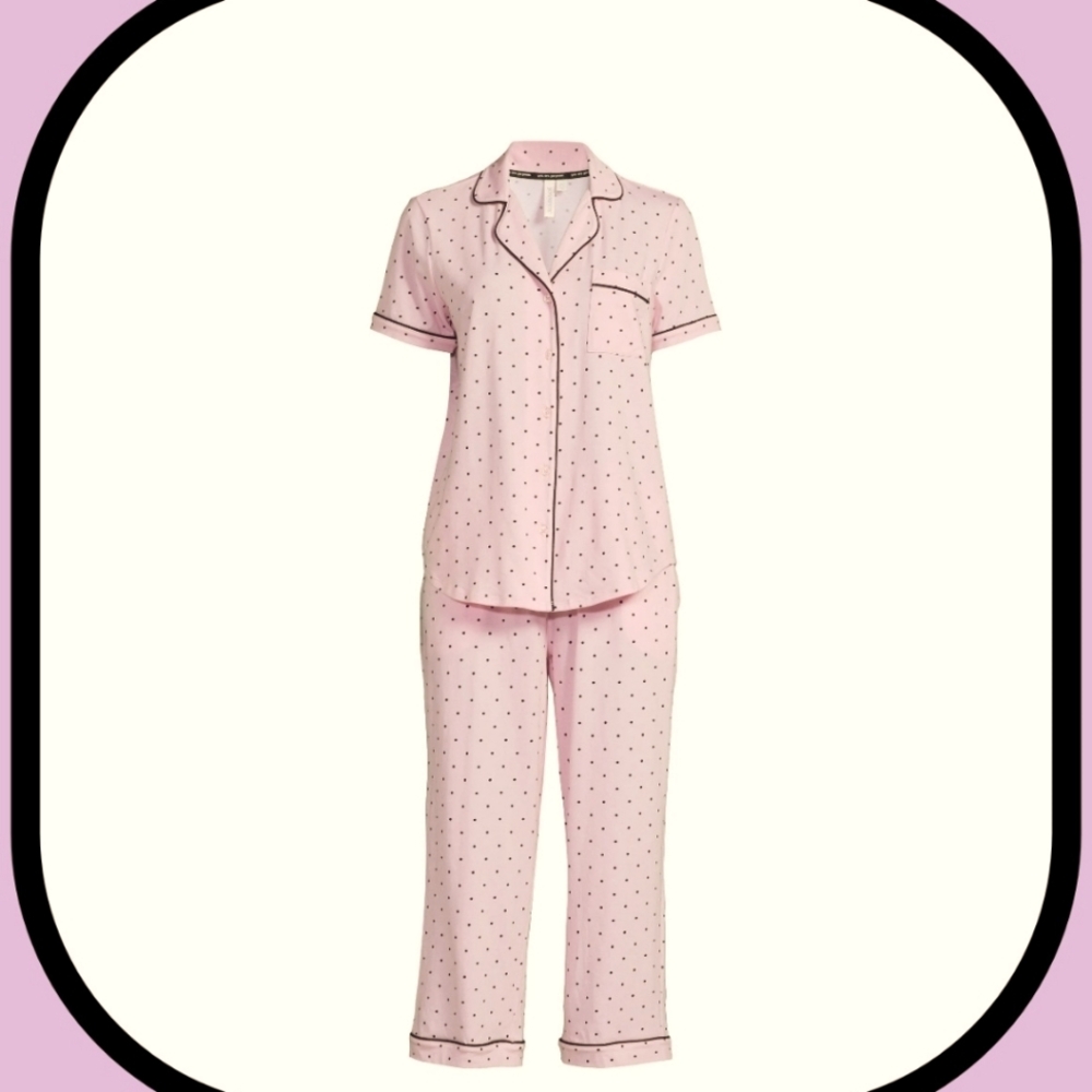 Joyspun PJ Set Womens 2 Piece Pink & Black Polka Dot Top & Capri Pants Size 3x - Picture 6 of 7